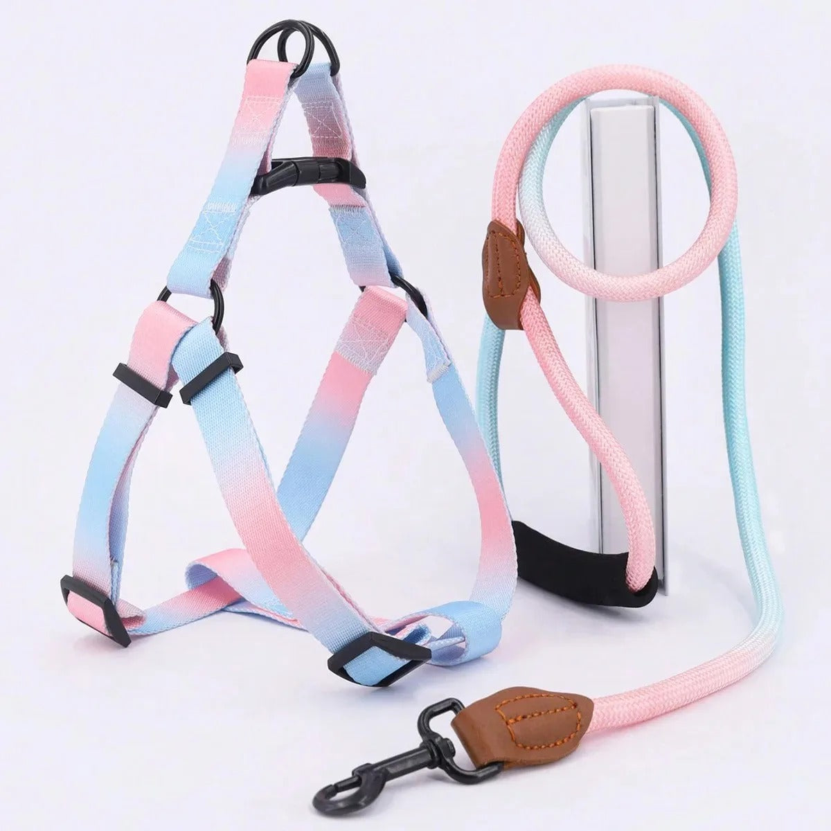 Harnais pour chien rose bleu