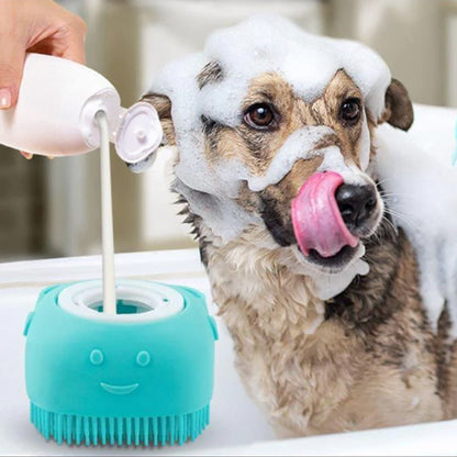 Brosse chien bleu shampoing