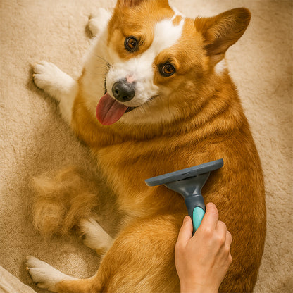 Brosse pour chien poil long bleu doux