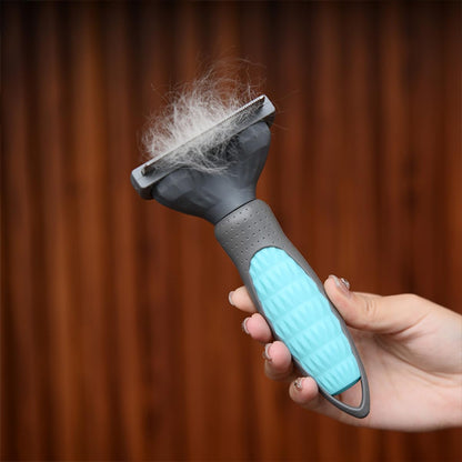 Brosse pour chien poil long bleu ramasse