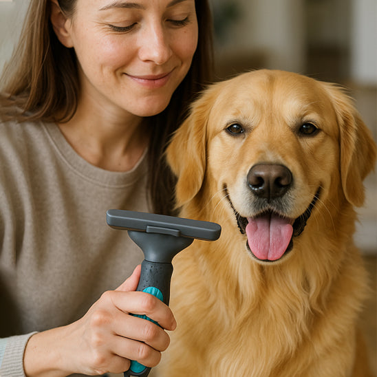 Brosse pour chien poil long bleu
