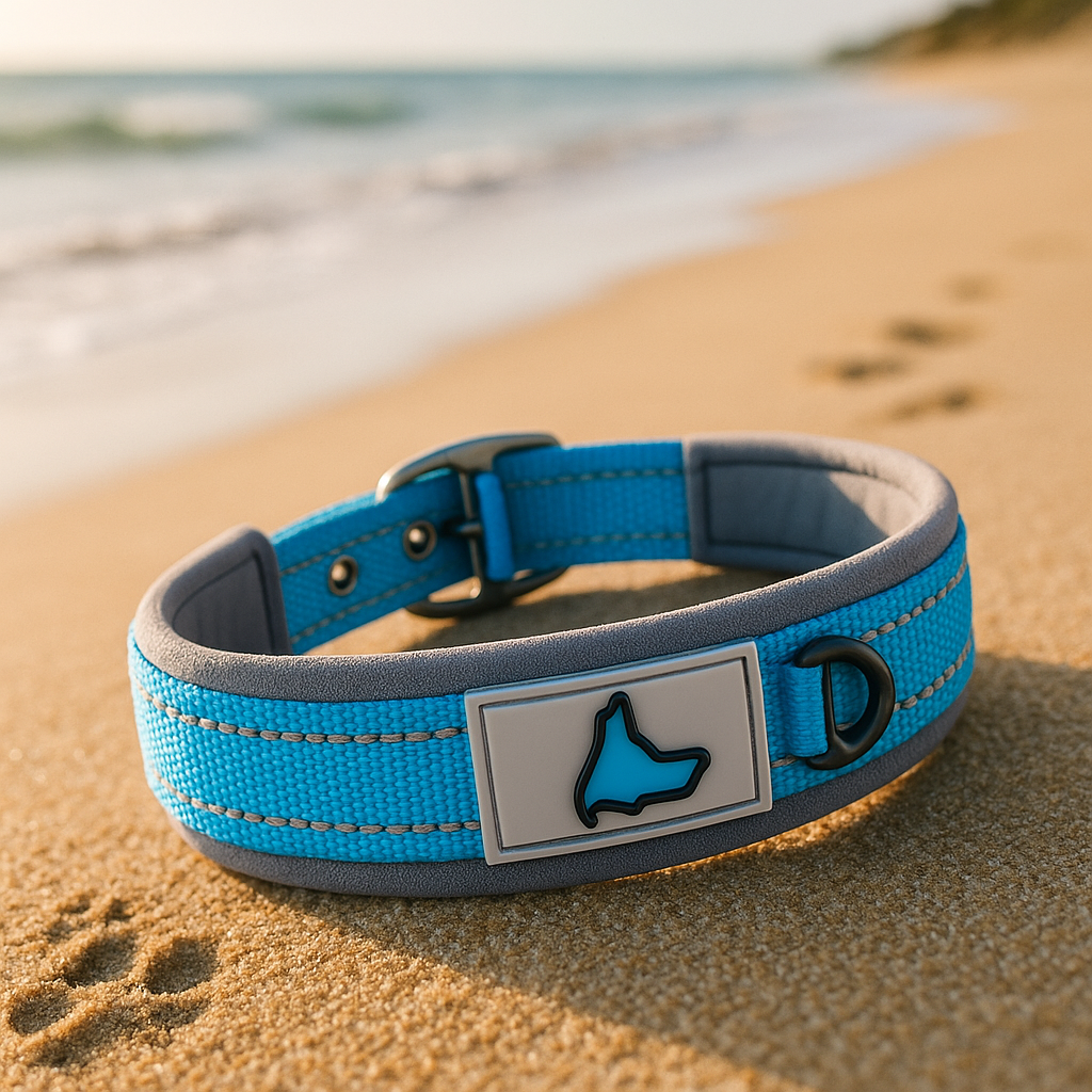 Collier chien bleu ciel