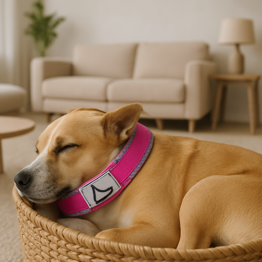 Collier chien rose rouge