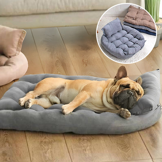 Coussin chien gris doux confortable