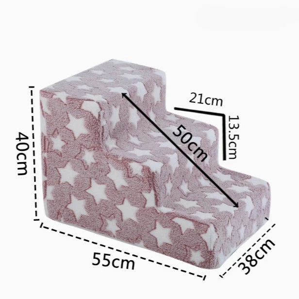 Escalier pour chien rose 3 marches M