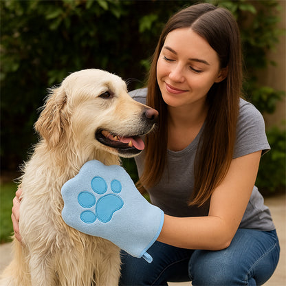 Gant de toilettage bleu doux