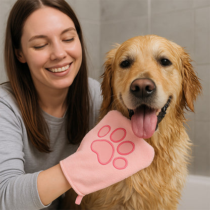 Gant de toilettage rose doux