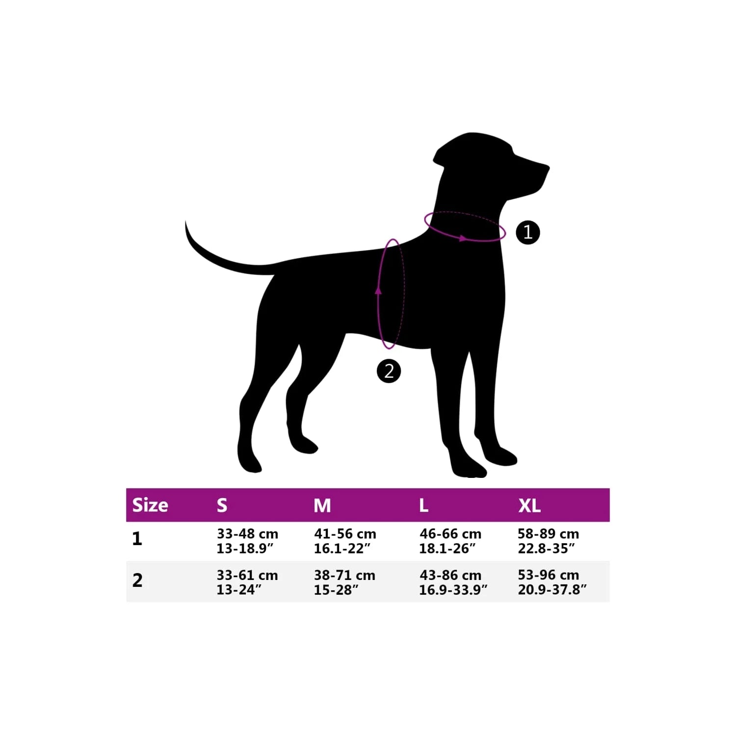 Harnais chien taille