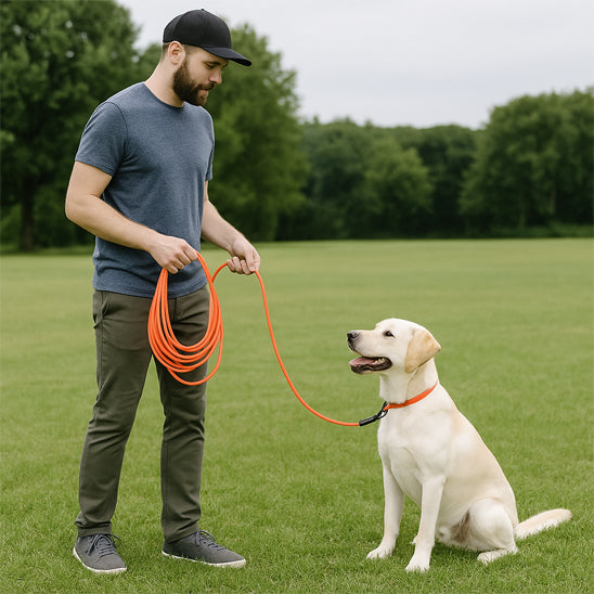 Longe pour chien orange pratique