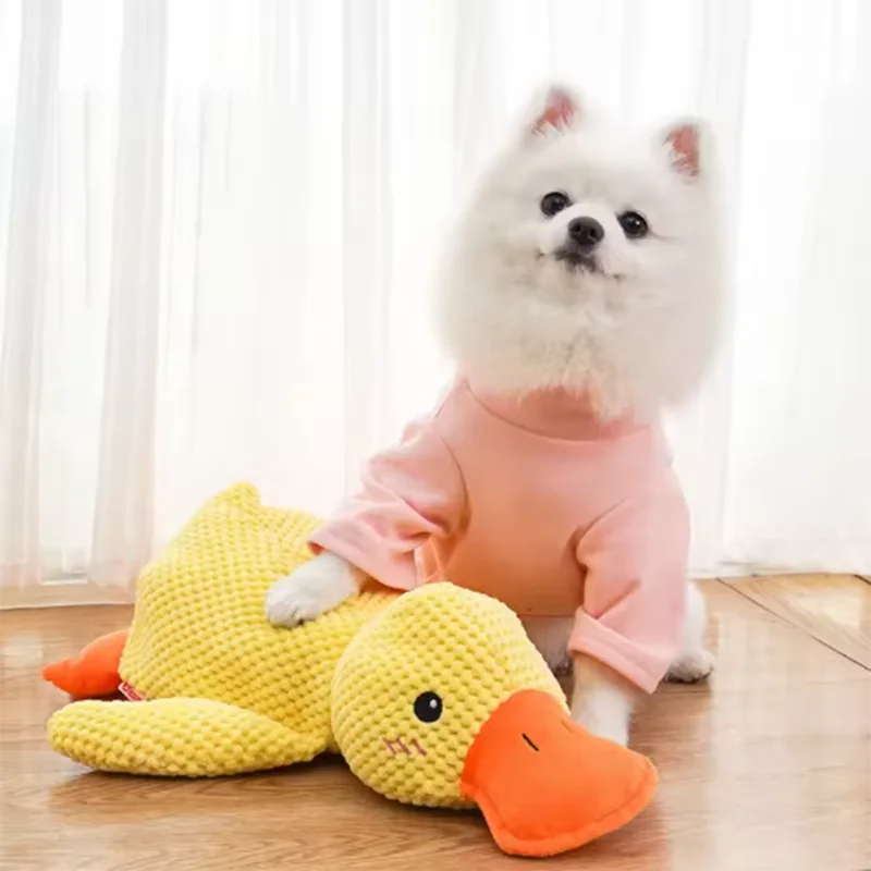 Peluche chien canard joueur