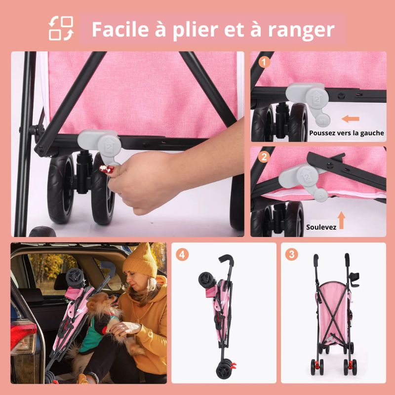 Poussette pour chien rangement