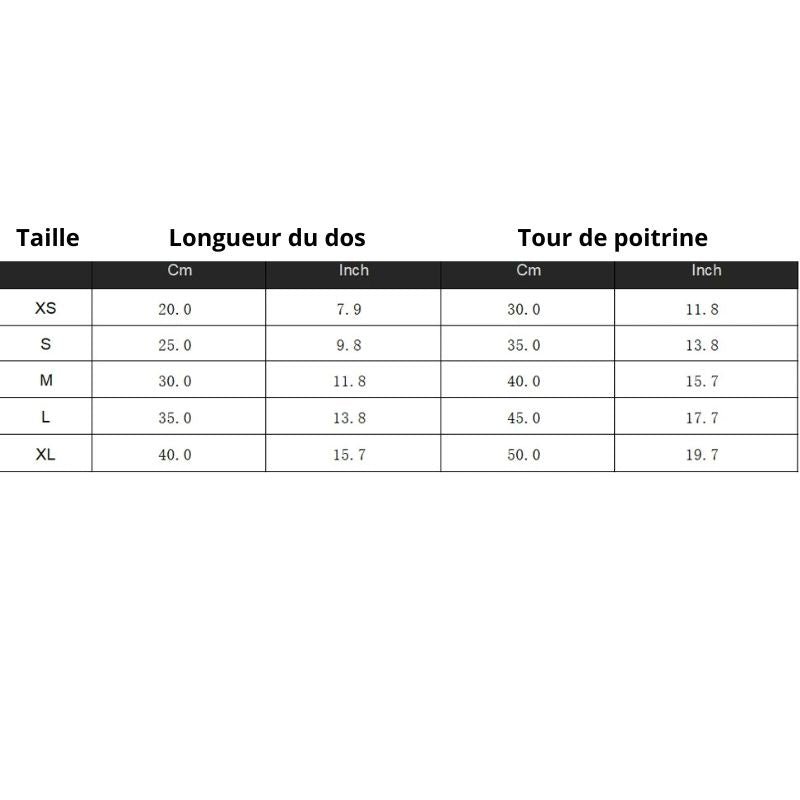 Pull pour chien taille produit