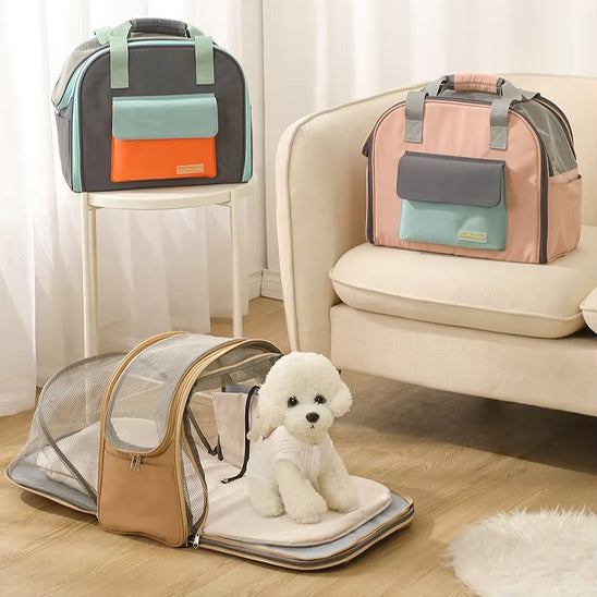 Sac à dos pour chien gris orange solide