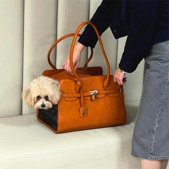 Sac de transport pour chien marron imperméable