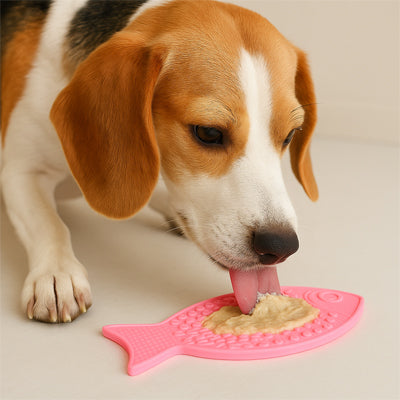 Tapis de lechage chien poisson rose