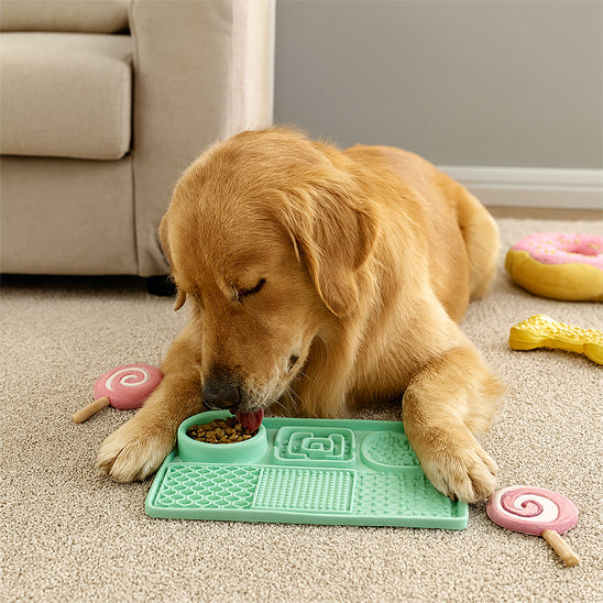 Tapis de lechage chien rectangle vert produit