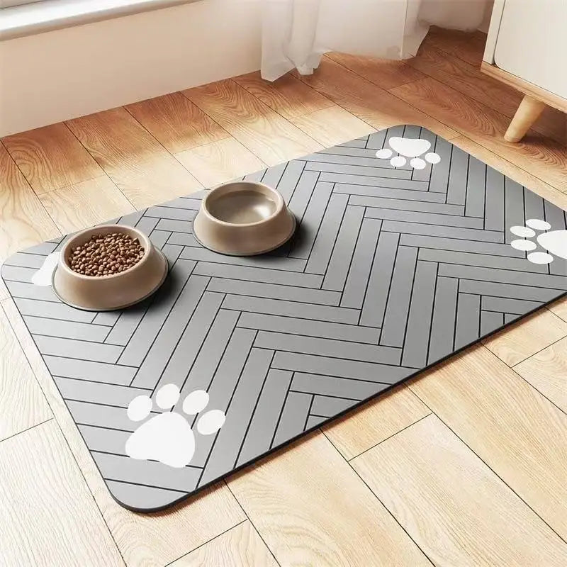 Tapis gamelle chien gris clair