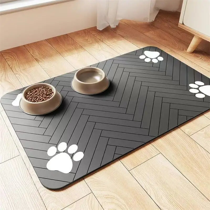 Tapis gamelle chien gris foncé