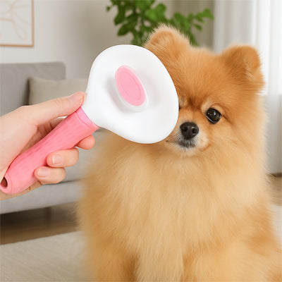 brosse pour chien rose ronde