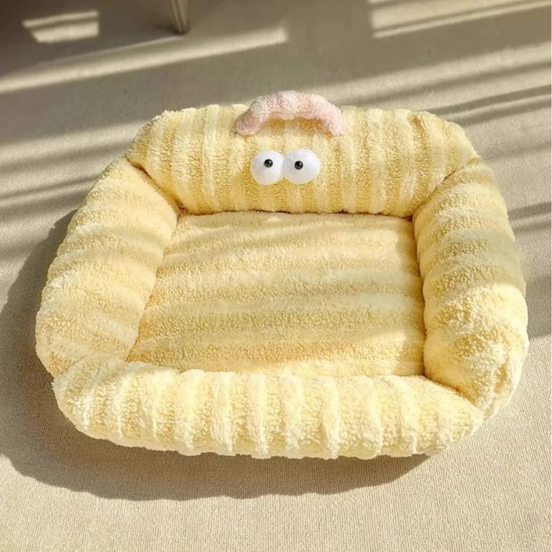 canapé pour chien jaune confortable