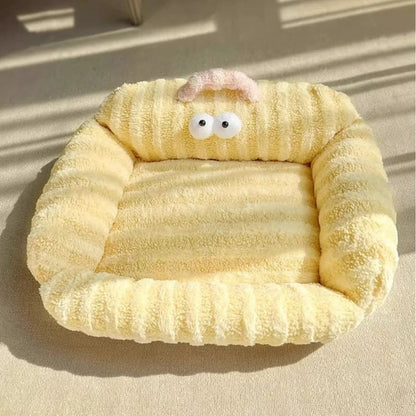 canapé pour chien jaune confortable