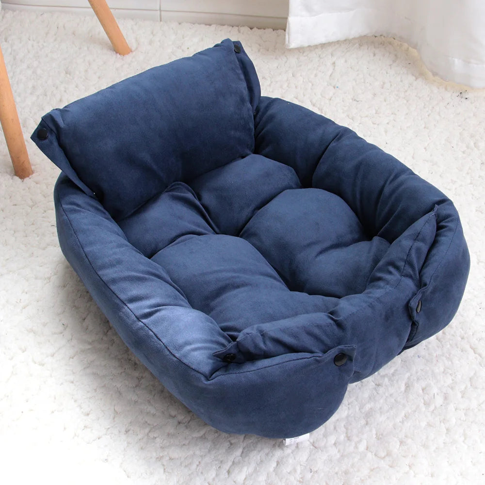 coussin chien bleu doux