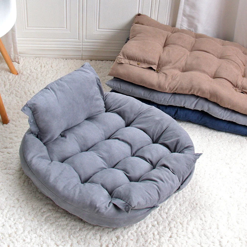coussin chien gris confortable