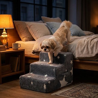 Escalier pour chien étoile gris