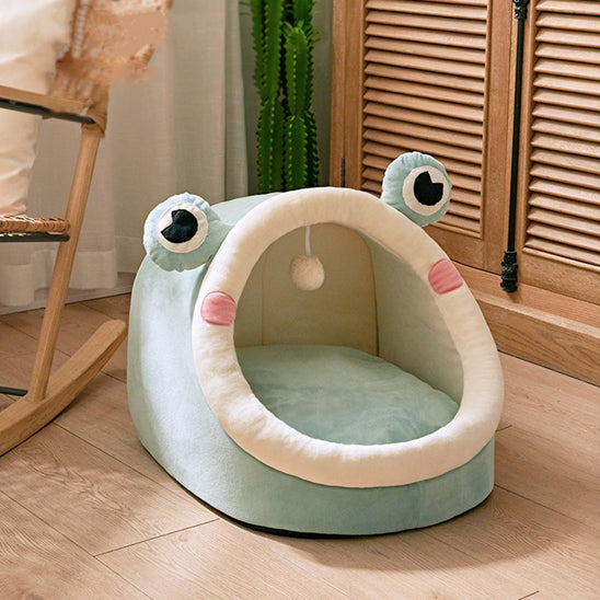 lit pour chien vert grenouille