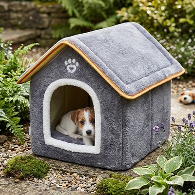 maison pour chien grise