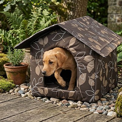 niche chien exterieur marron