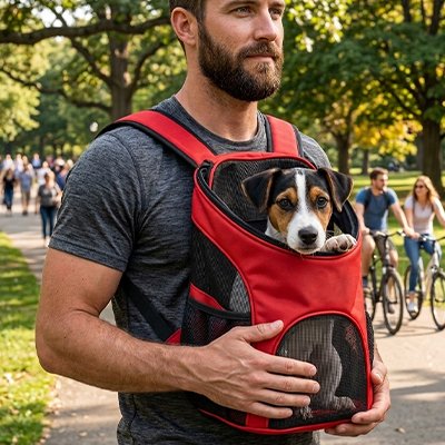 Sac a dos chien rouge solide